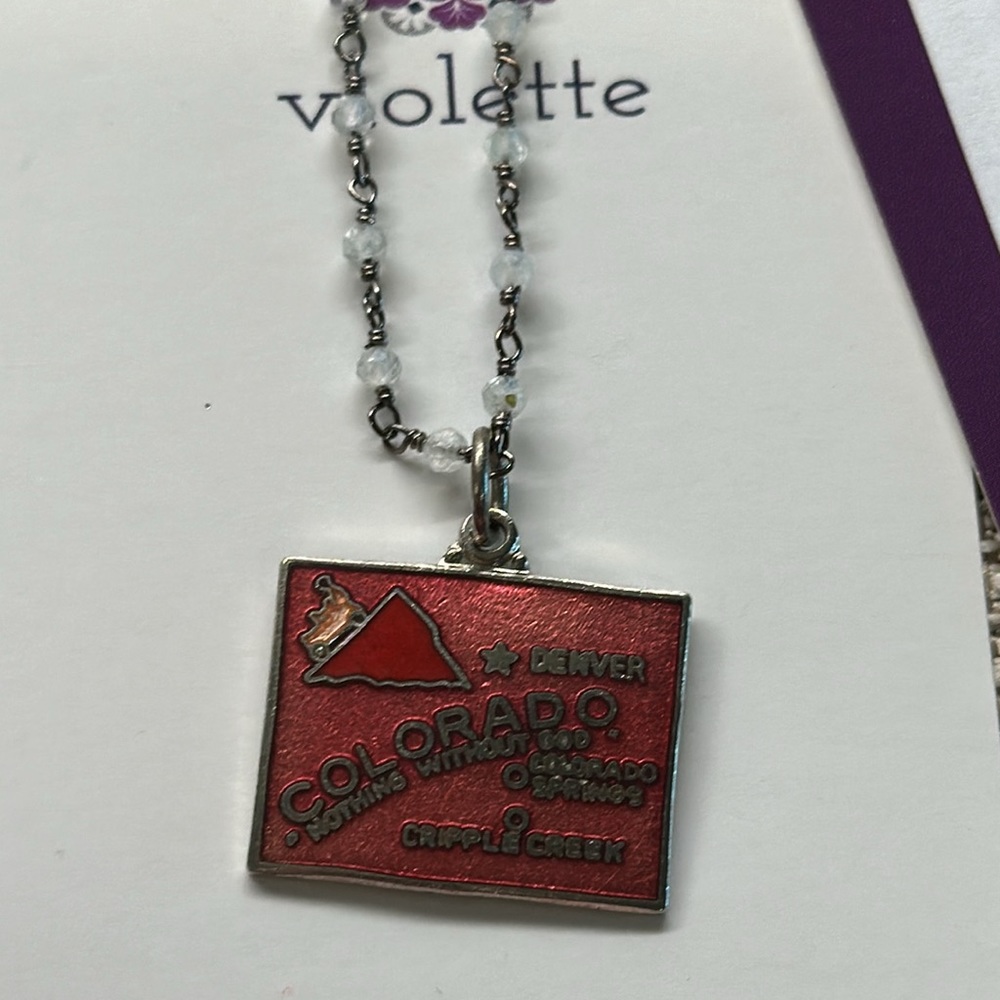 Handmade by Violette Grace State Charm Necklace Colorado #802
